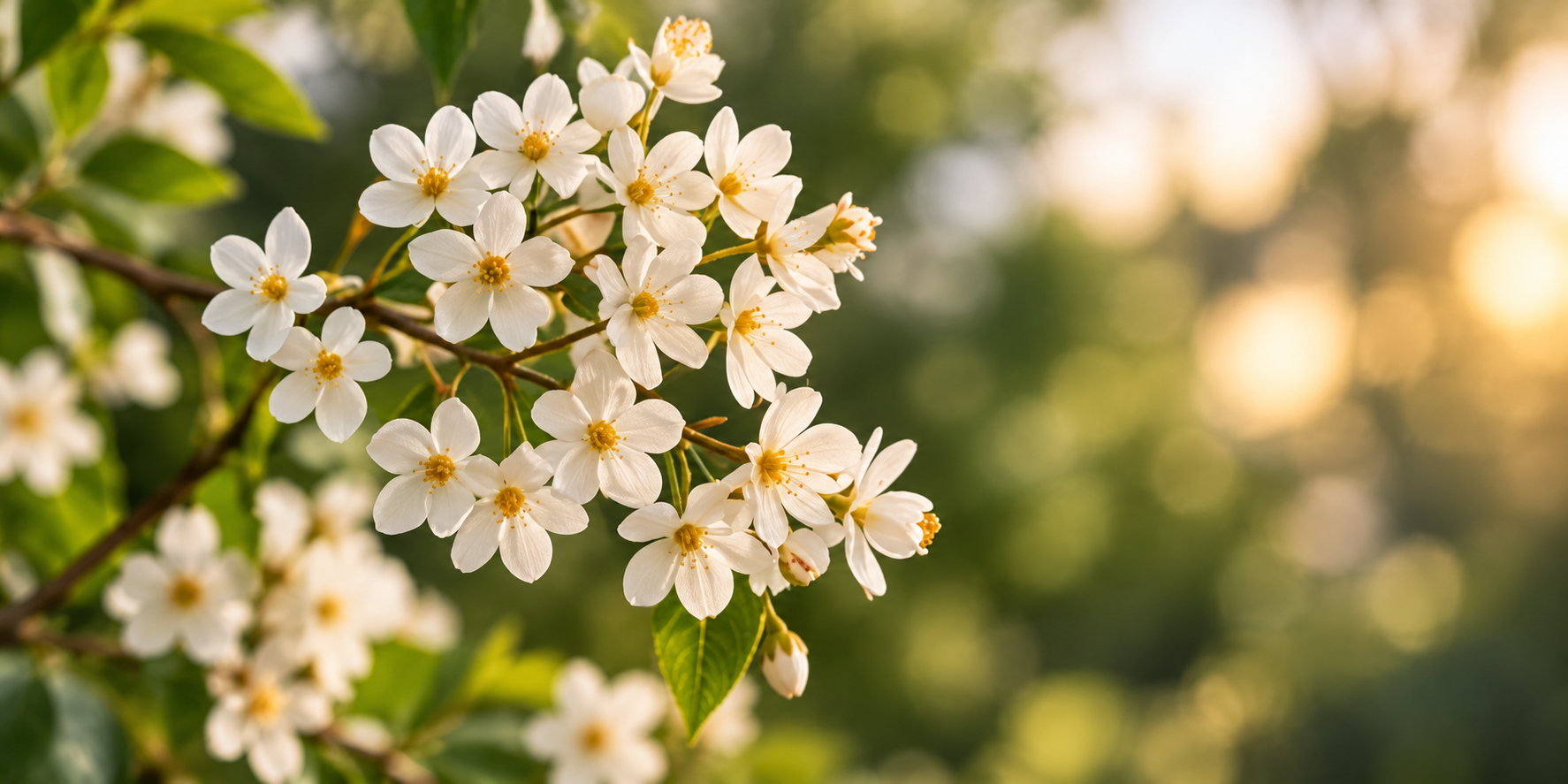 A cluster of white blossoms in soft natural light
