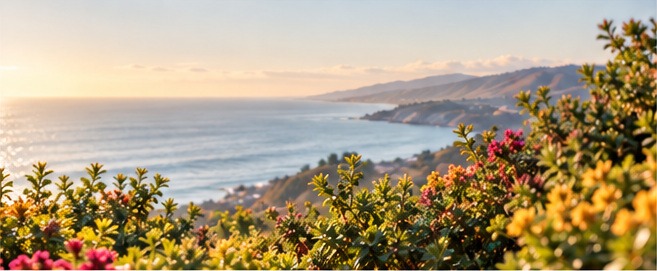 Coastal flowers overlooking the ocean